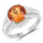 Bids.com 2.81 Carat Genuine Citrine and White Topaz .925 Sterling Silver Ring Rings