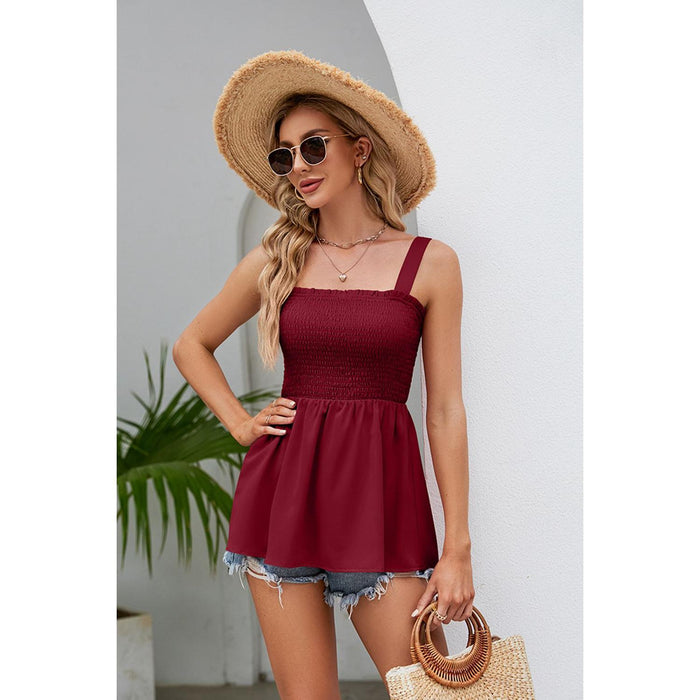 Smocked Square Neck Babydoll Tank