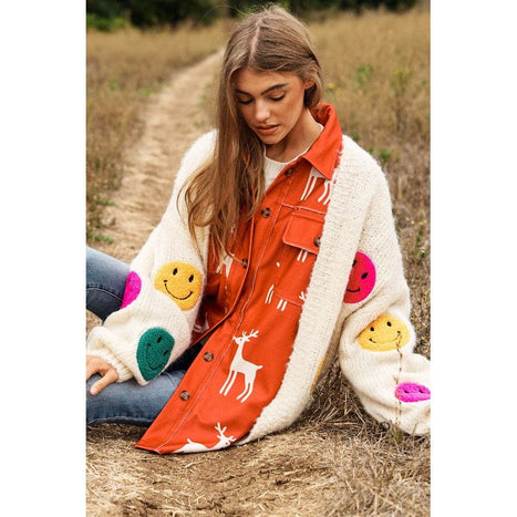 The Fuzzy Smile Long Bell Sleeve Knit Cardigan