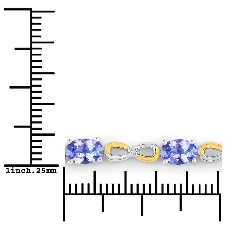 Bids.com 1.81 Carat Genuine Tanzanite and White Topaz .925 Sterling Silver Bracelet Bracelets