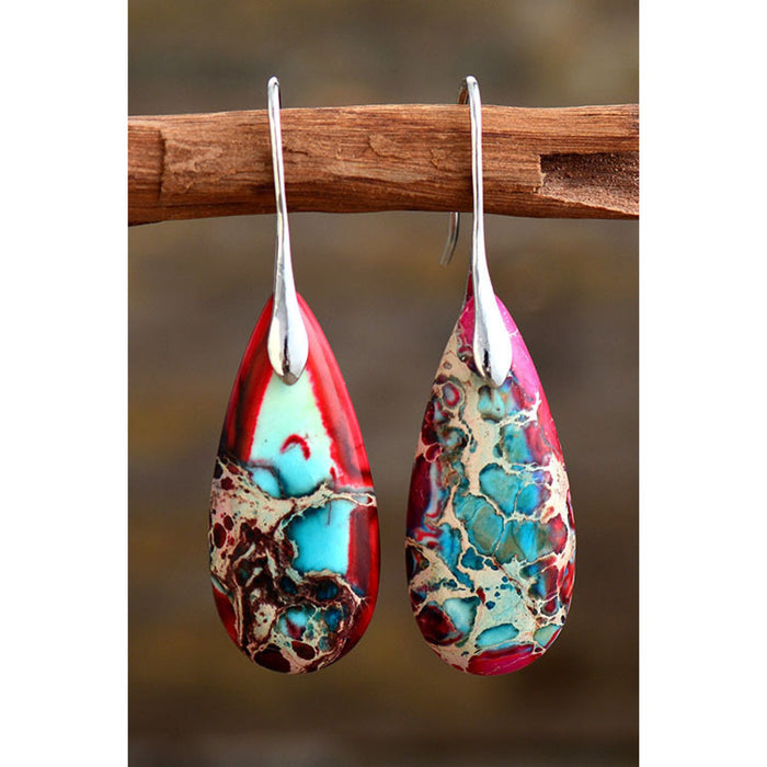 Handmade Teardrop Shape Natural Stone Dangle Earrings