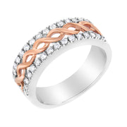 Bids.com 10K White and Rose Gold 1/3 Cttw Diamond Split Shank and Infinity Ribbon Band Ring (I-J Color, I1-I2 Clarity) - Size 6 Rings