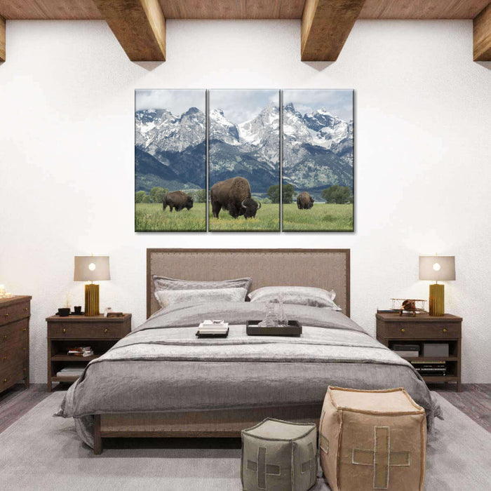 Grazing Teton Bison Wall Art