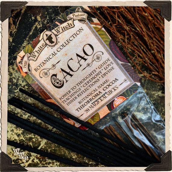 WhiteWitchParlour.com CACAO INCENSE. 20 Stick Pack. For Divine Connection, Soul Awareness & Passion. incense & aromas