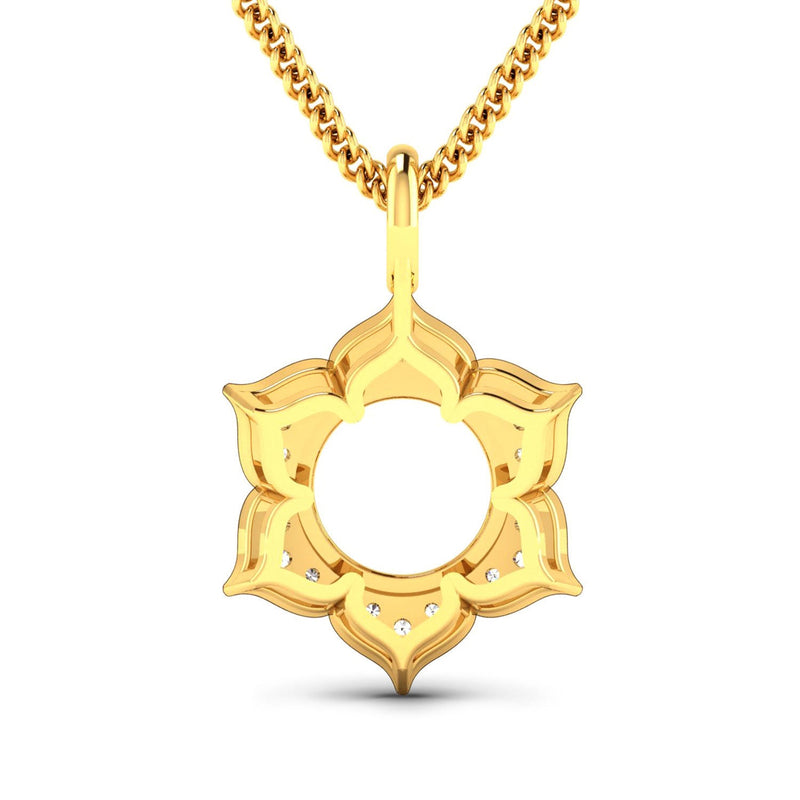 Bids.com 0.14 Carat Genuine White Diamond 14K Yellow Gold Semi Mount Pendant - holds 8.00mm Round Gemstone Pendants