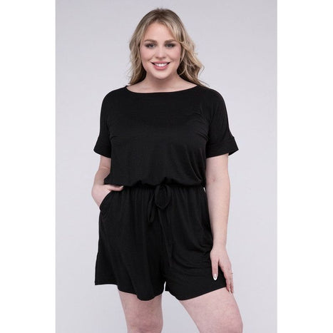 Plus Brushed DTY Romper with Pockets