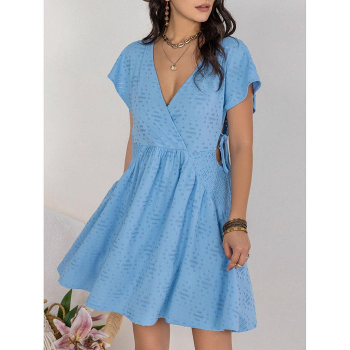 Cutout Surplice Short Sleeve Dress