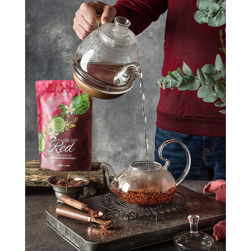 Gardenika Shop Bergamot Red Rooibos Loose Tea, Antioxidant Rich /w Bergamot Oil - Herbal & Caffeine-Free - Soothing & Comforting - Organic & Kosher Loose Leaf Tea