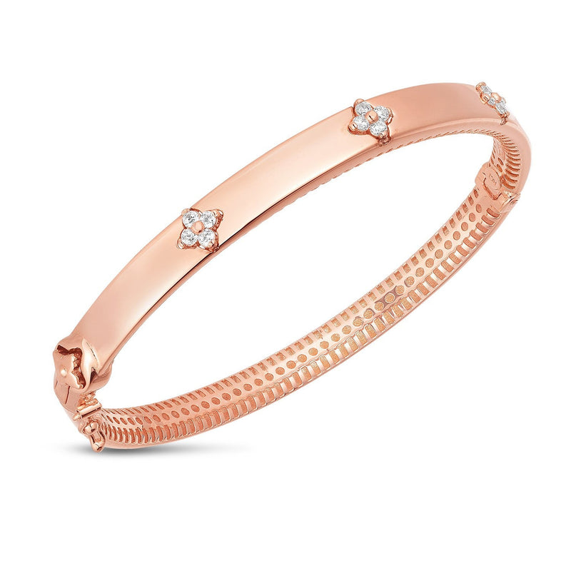 Bids.com 14k Rose Gold Trilogy Diamond Bangle (5.40 mm) Bracelets