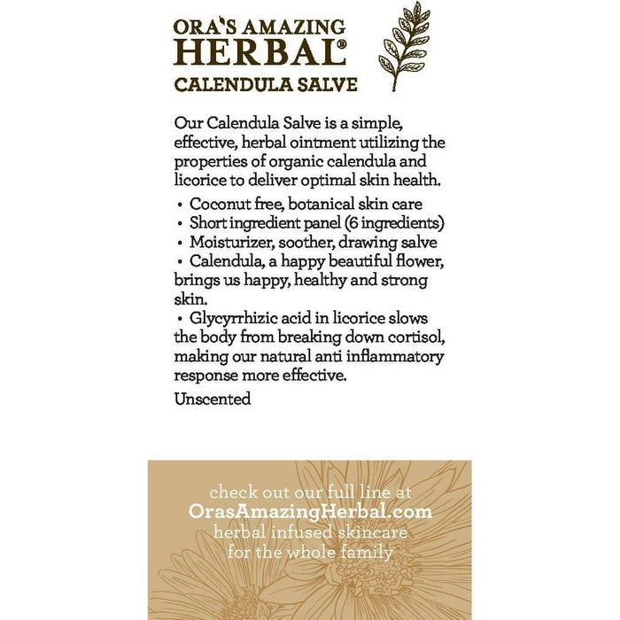 Ora's Amazing Herbal Calendula Salve, Coconut Free Salve with Licorice Root 1/4oz