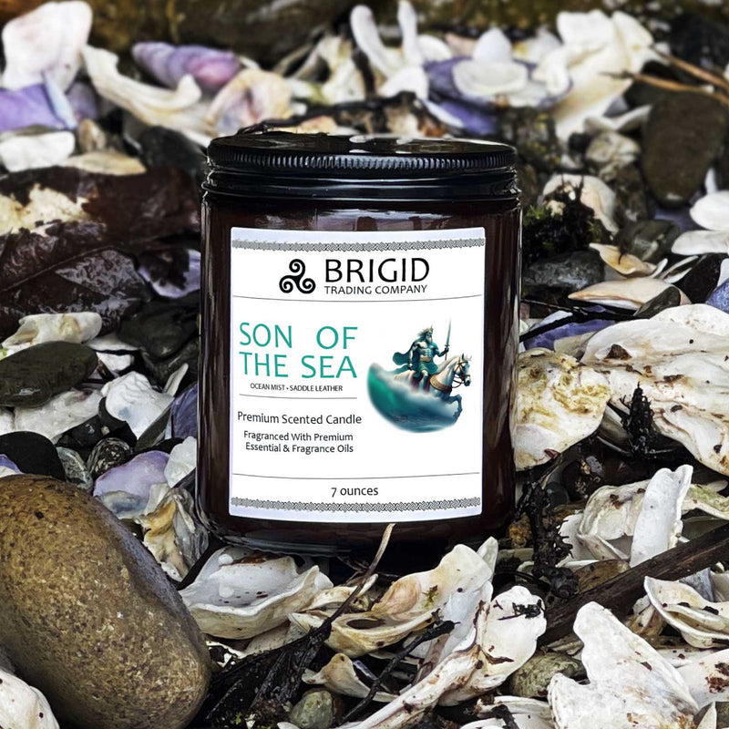 Brigid Trading Company Son of the Sea Soy Wax Candle - Sea Salt, Ocean Breeze, and Saddle Leather Premium Scented Candle