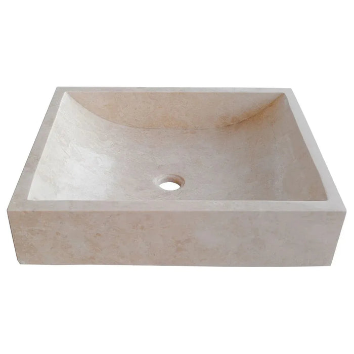 Cappuccino Beige Marble Rectangular Above Vanity Bathroom Sink (W)18" (L)21.5" (H)5"