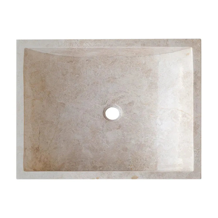 Cappuccino Beige Marble Rectangular Above Vanity Bathroom Sink (W)18" (L)21.5" (H)5"