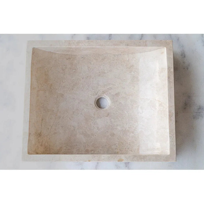 Cappuccino Beige Marble Rectangular Above Vanity Bathroom Sink (W)18" (L)21.5" (H)5"