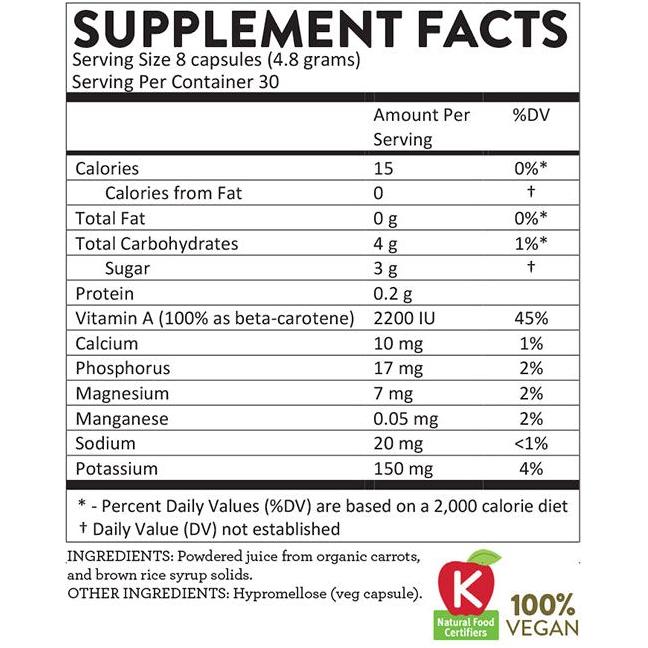 Hallelujah Diet CarrotJuiceMax Capsules Dehydrated Juice Powder
