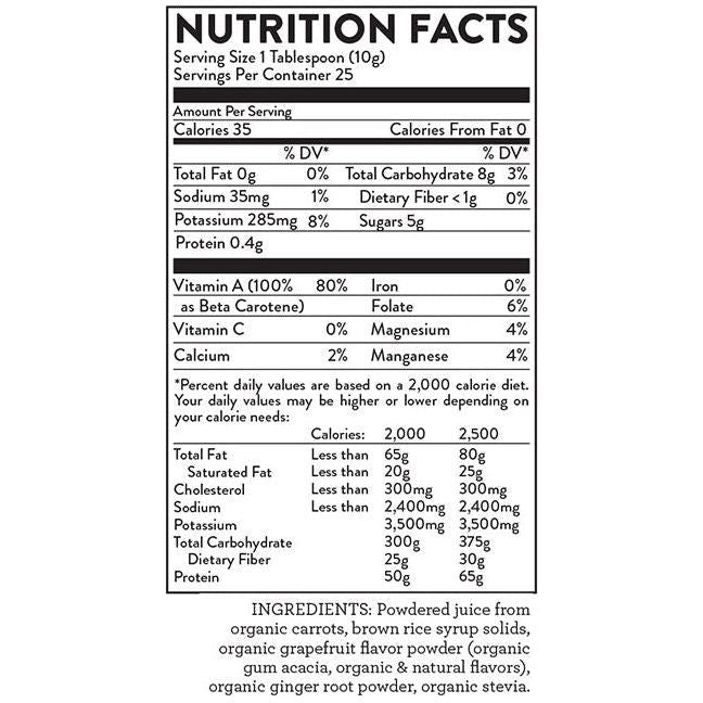 Hallelujah Diet CarrotJuiceMax - Grapefruit/Ginger Dehydrated Juice Powder