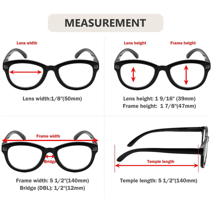 Eyekeeper - 5 Pack Stylish Reading Glasses Cat-Eye Eyeglasses R2107