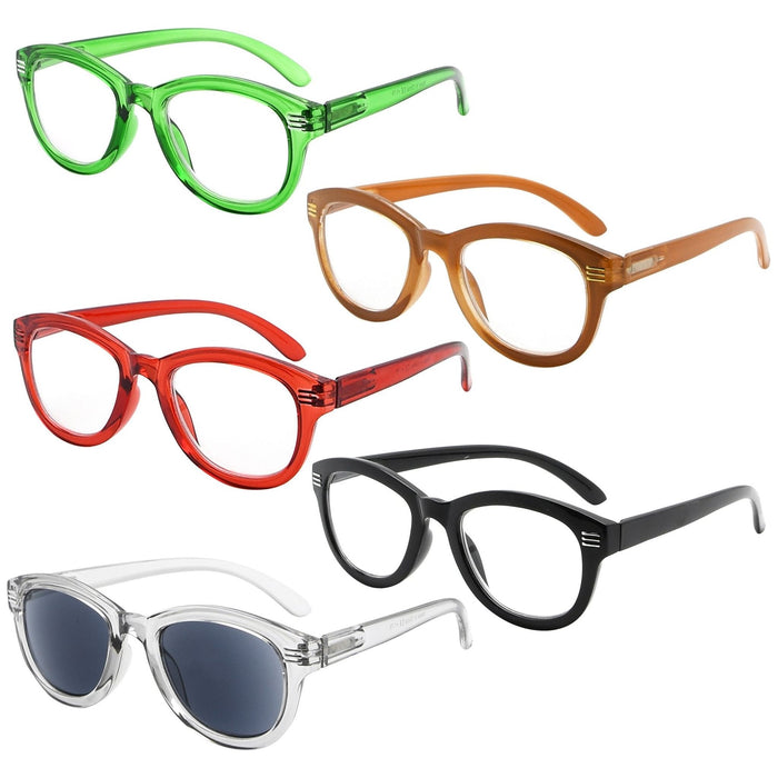 Eyekeeper - 5 Pack Stylish Reading Glasses Cat-Eye Eyeglasses R2107