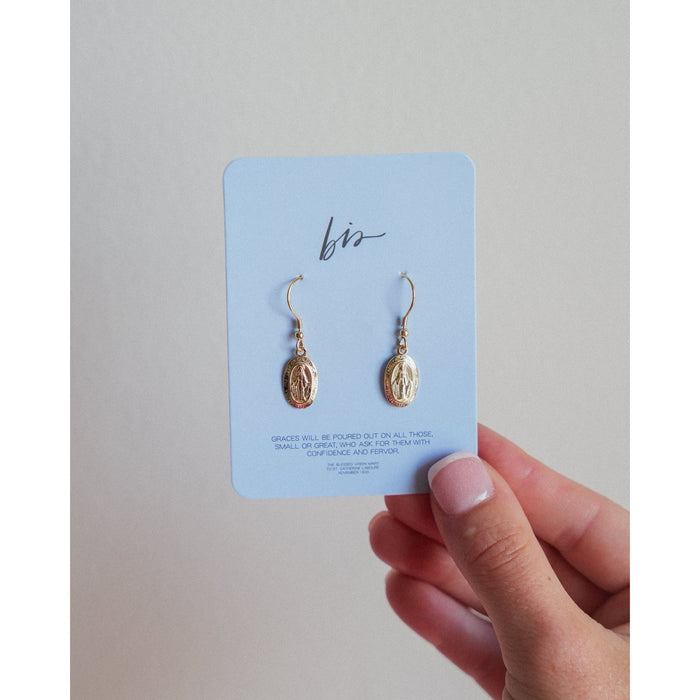 Miraculous Medal Earrings // Gold