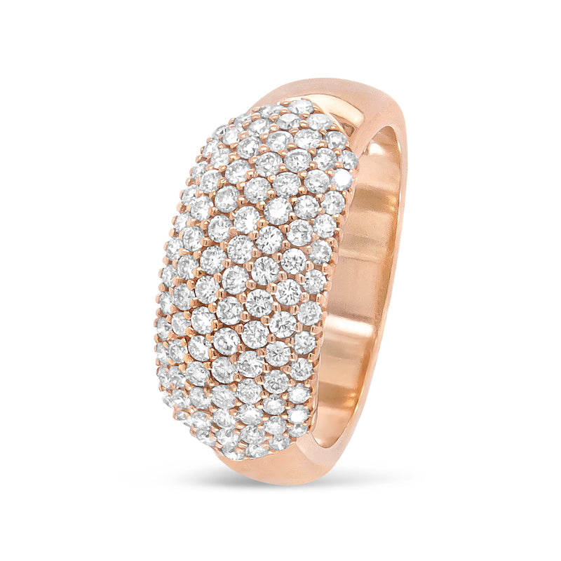 Bids.com 18K Rose Gold 1.00 Cttw Diamond Multi Row Dome Band Ring (F-G Color, VS1-VS2 Clarity) - Ring size 7 Rings