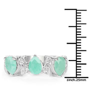 Bids.com 1.87 Carat Genuine Emerald and White Topaz .925 Sterling Silver Ring Rings