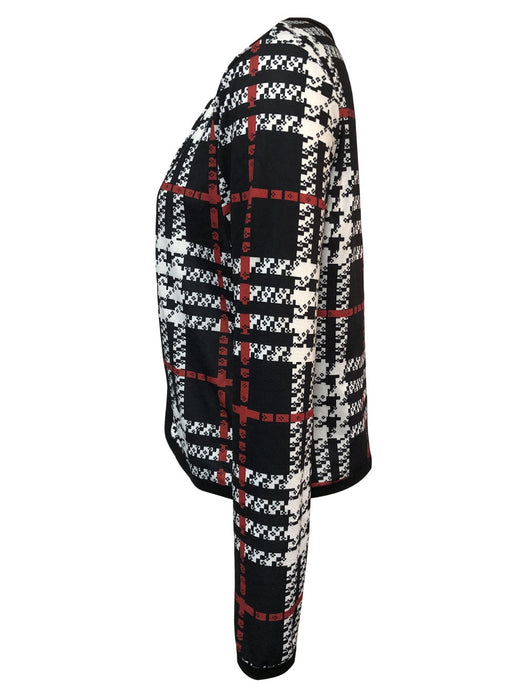 Plaid Open Front Long Sleeve Jacket