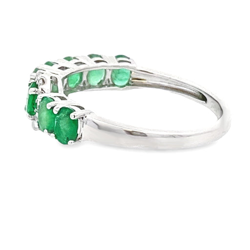 Bids.com Emerald Diamond Fashion band rings 14KT White Gold Rings