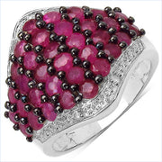 Bids.com 2.76 Carat Genuine Ruby & White Topaz .925 Sterling Silver Ring Rings