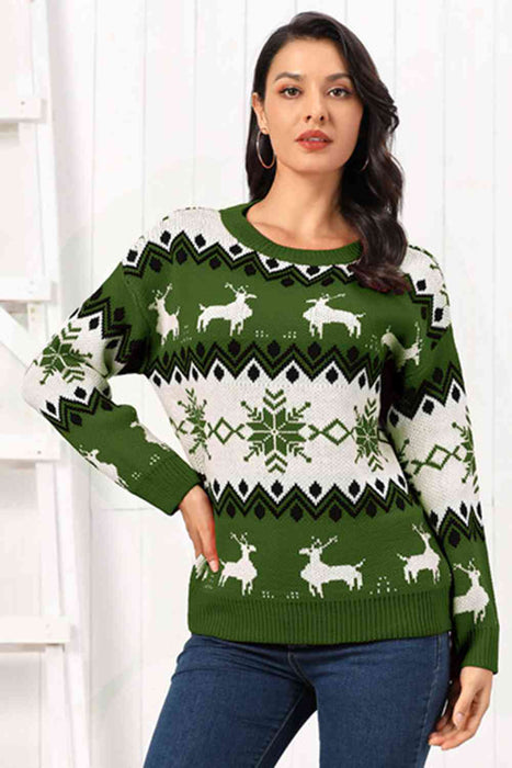 Reindeer Round Neck Sweater by VYSN