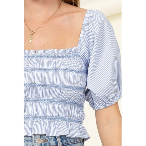 Cotton Candy Smocked Striped Crop Top