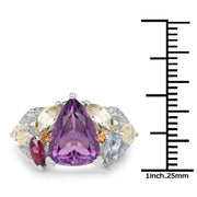 Bids.com 6.30 Carat Genuine Multi Stone .925 Sterling Silver Ring Rings