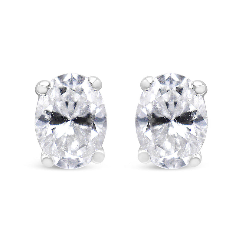 Bids.com 14K White Gold 1.00 Cttw Lab Grown Oval Solitaire Diamond Stud Earrings (F-G Color, VS2-SI1 Clarity) Earrings