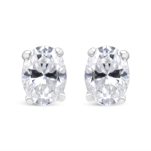 Bids.com 14K White Gold 1.00 Cttw Lab Grown Oval Solitaire Diamond Stud Earrings (F-G Color, VS2-SI1 Clarity) Earrings