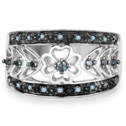 Bids.com 0.31 Carat Genuine Blue Diamond .925 Sterling Silver Ring Rings