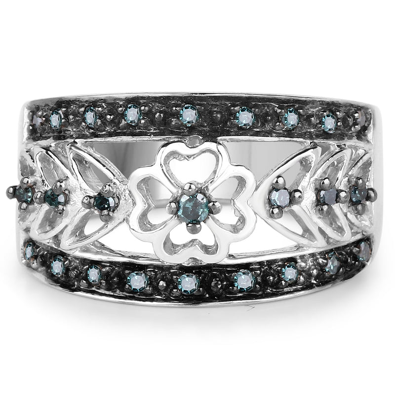 Bids.com 0.31 Carat Genuine Blue Diamond .925 Sterling Silver Ring Rings