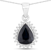 Bids.com 2.09 Carat Genuine Blue Sapphire and White Diamond 14K White Gold Pendant Pendants