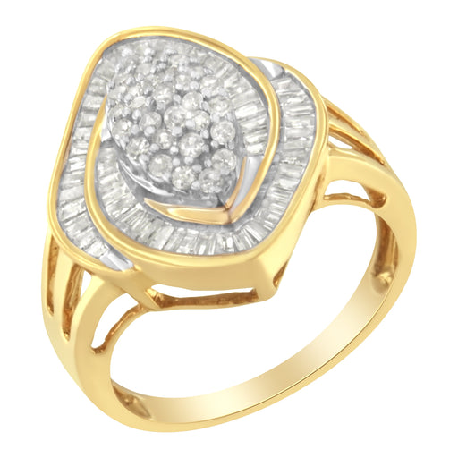 Bids.com 10K Yellow Gold Diamond Cluster Ring (3/4 Cttw, J-K Color, I2-I3 Clarity) - Size 6 Rings