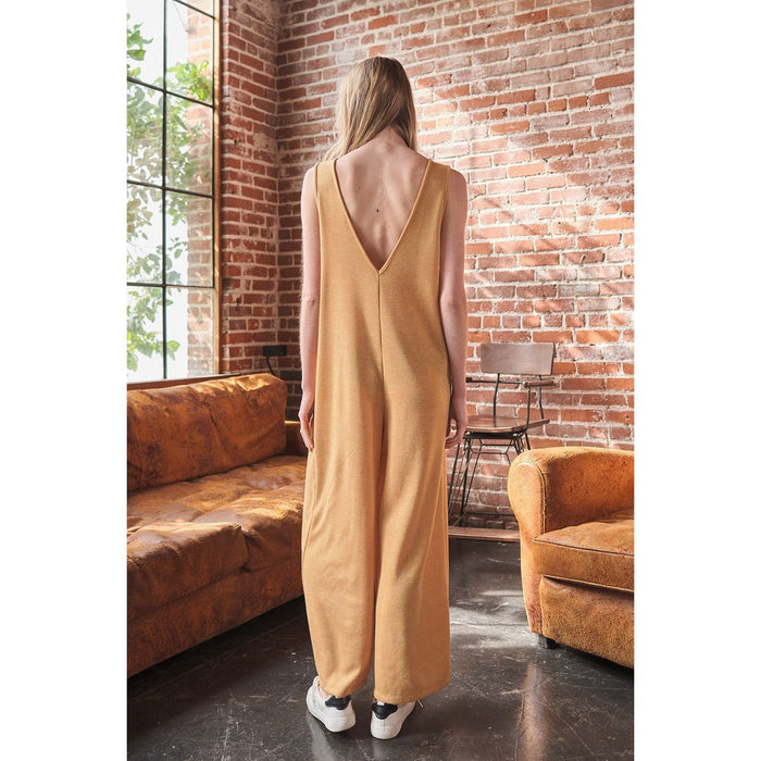 Ces Femme V-Neck Sleeveless Wide Leg Jumpsuit