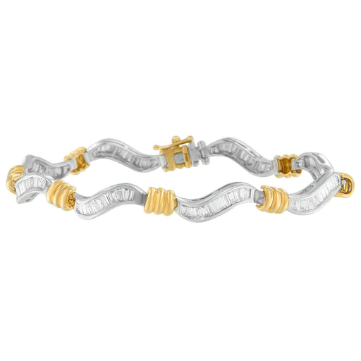 Bids.com Original Classics 10K Two-Tone Gold Baguette Cut Diamond Spiral Bracelet (2.00 cttw, H-I Color, I1-I2 Clarity) Bracelets
