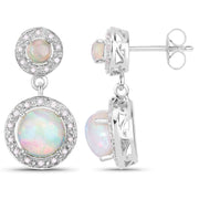 Bids.com 2.27 Carat Genuine Ethiopian Opal and White Diamond .925 Sterling Silver Earrings Earrings