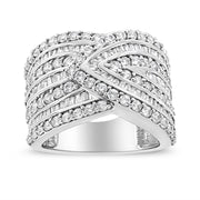 Bids.com .925 Sterling Silver 2 3/8 Cttw Diamond Multi Row Overlay Band Ring ( J-K Color, I3 Clarity) - Ring Size 7 Rings