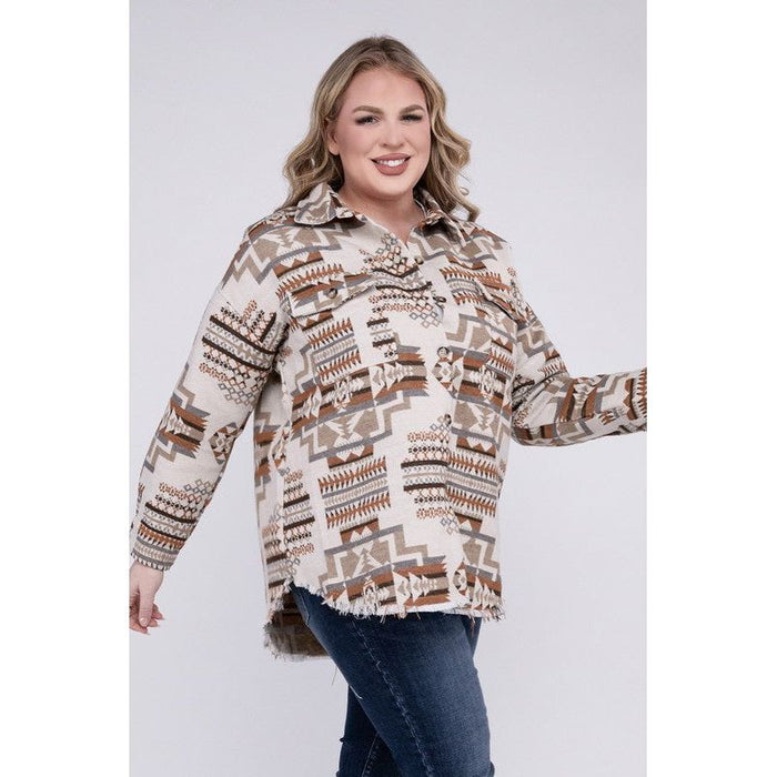 Plus Size Aztec Western Shacket