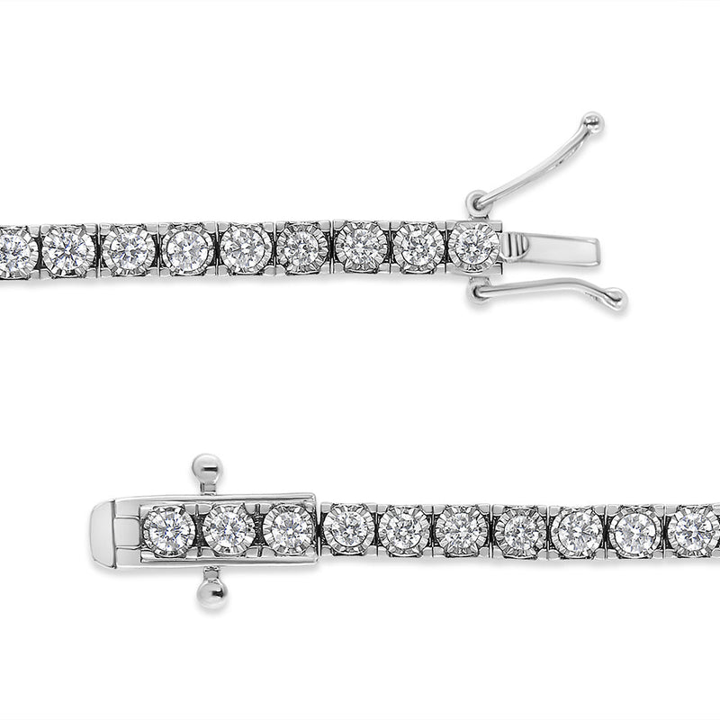 Bids.com 14K White Gold 2.0 Cttw Miracle Set Round-Cut Lab Grown Diamond Illusion 7" Tennis Bracelet (F-G Color, VS2-SI1 Clarity) Bracelets