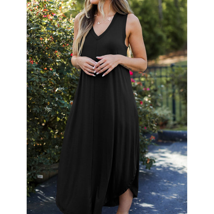 V-Neck Midi Tank Dress