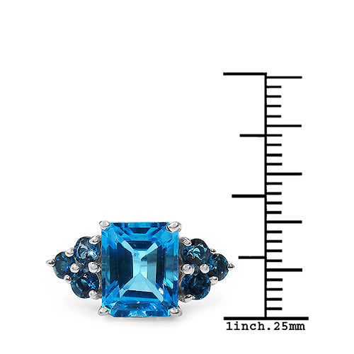 Bids.com 4.72 Carat Genuine Swiss Blue Topaz & London Blue Topaz .925 Sterling Silver Ring Rings