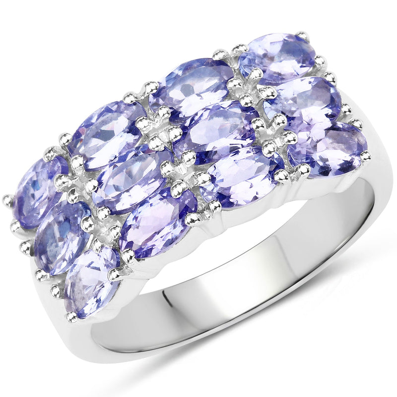 Bids.com 3.00 Carat Genuine Tanzanite .925 Sterling Silver Ring Rings