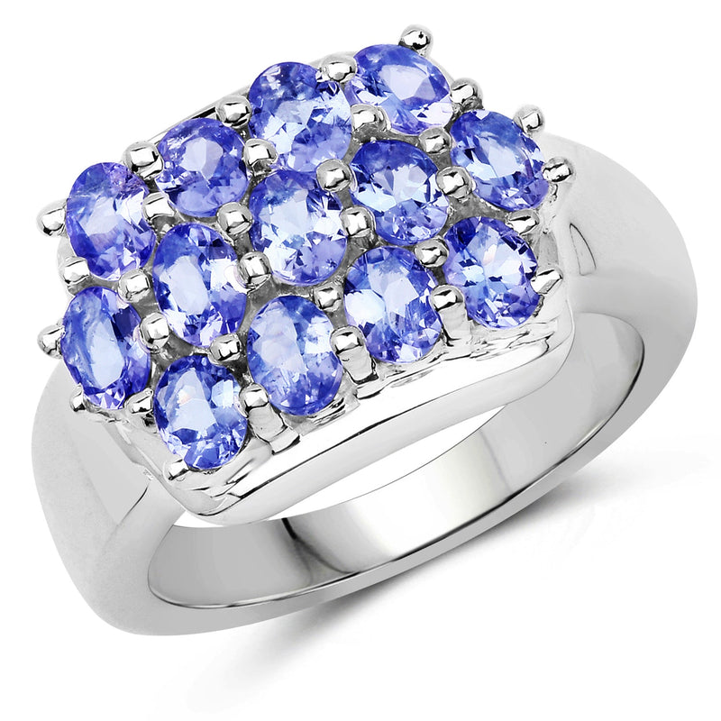Bids.com 2.21 Carat Genuine Tanzanite .925 Sterling Silver Ring Rings