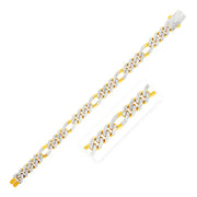 Bids.com 14k Yellow Gold White Pave High Polish Modern Lite Figaro Bracelet (9.5mm) Bracelets