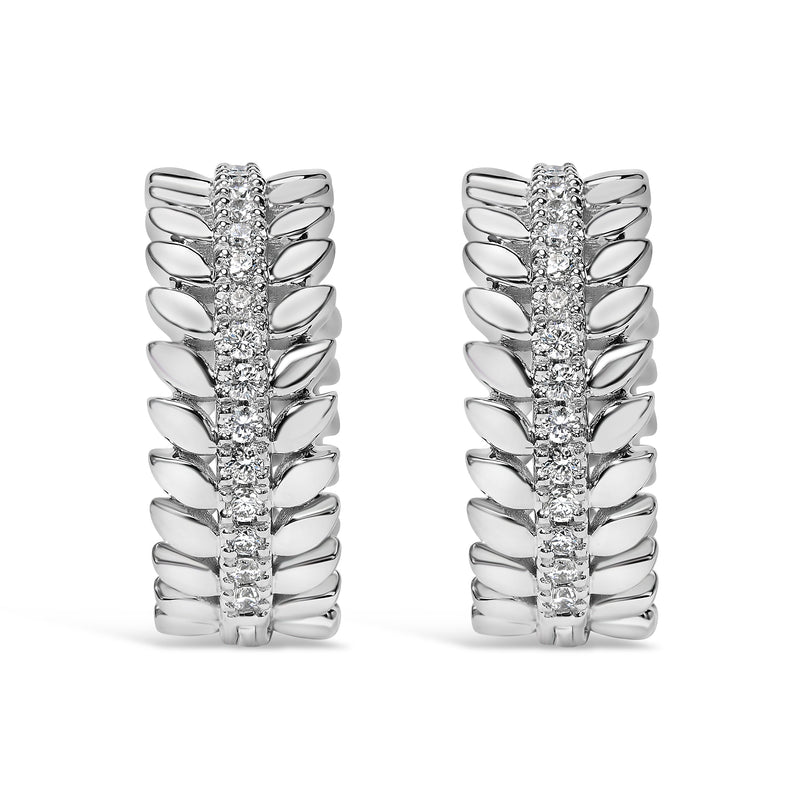 Bids.com 14K White Gold 1/4 Cttw Lab Grown Diamond Leafy Wreath Hoop Earrings (F-G Color, VS1-VS2 Clarity) Earrings