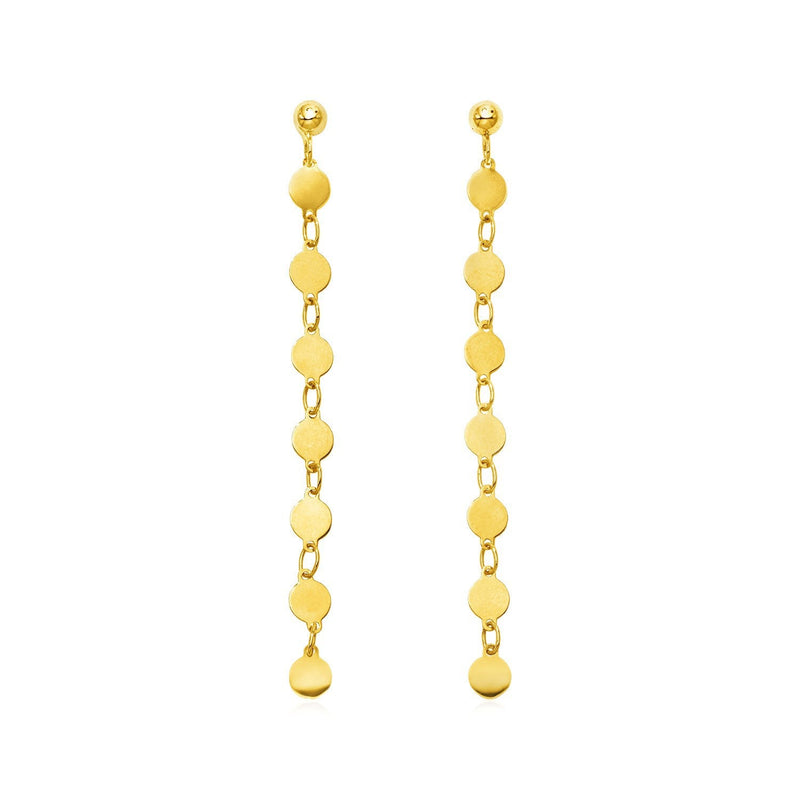 Bids.com 14k Yellow Gold Post Dangle Earrings with Polished Circles Earrings